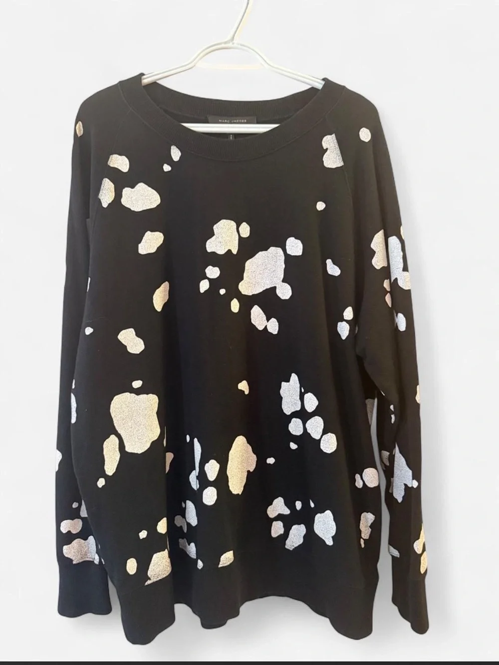 Marc Jacobs Black Crewneck Sweater with White Splatter Print